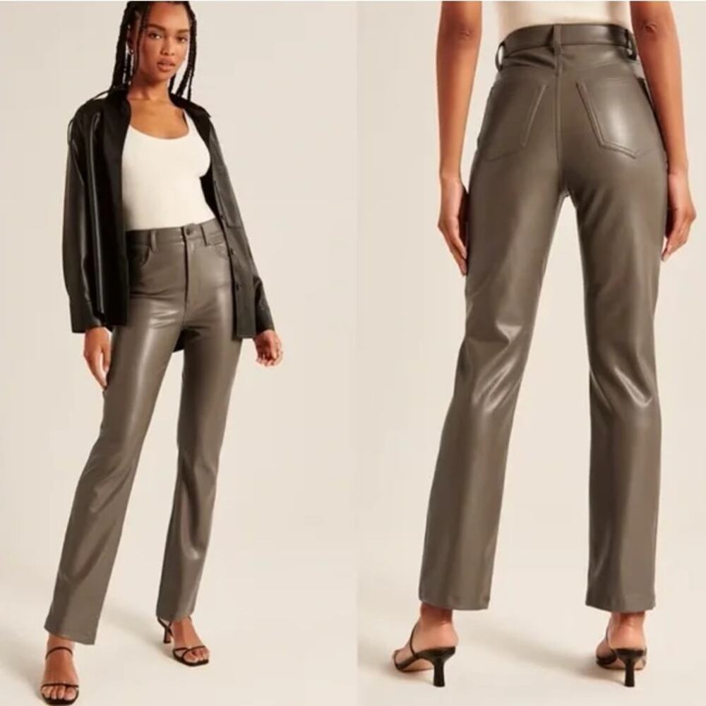 Abercrombie & Fitch The 90s Straight Leg Pants Ultra High Rise Leather 4 Short
